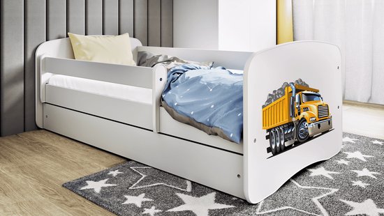Kocot Kids - Bed babydreams wit vrachtwagen met lade met matras 140/70 - Kinderbed - Wit