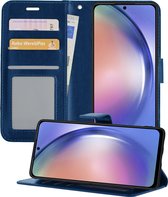 Hoesje Geschikt voor Samsung A54 Hoesje Book Case Hoes Portemonnee Cover Walletcase - Hoes Geschikt voor Samsung Galaxy A54 Hoes Bookcase Hoesje - Donkerblauw