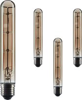 Crown LED Hoge kwaliteit 3x Smoky Flute Rohedison Edison Vintage Lightbulbic E27 -versie in rookglazen optiek, Dimable, 4W, 1800K, 230V, 140 Lumens, SY29, Oude Filamentverlichting in Retro Vintage Look