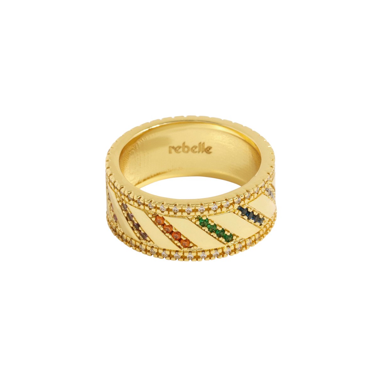 Rebelle Amsterdam - Dames Ring Goud - Ring Met Steentjes Goud - Diamanten Ring - Kleurrijk - Statement