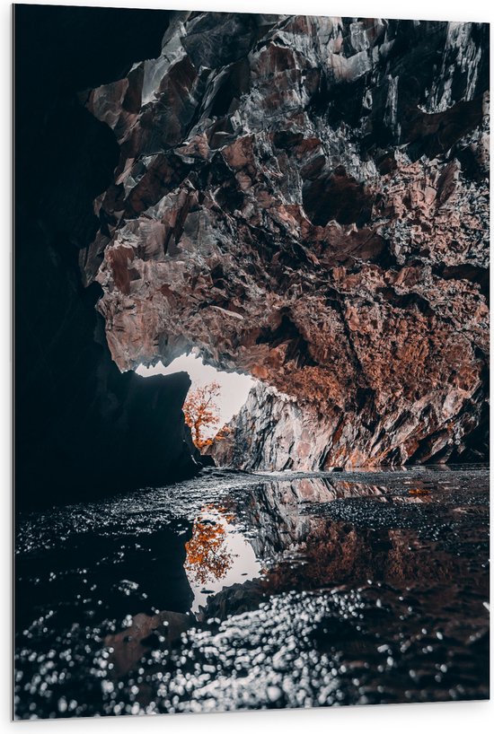 Dibond - Bruin met Zwarte Grotten - 80x120 cm Foto op Aluminium (Met Ophangsysteem)