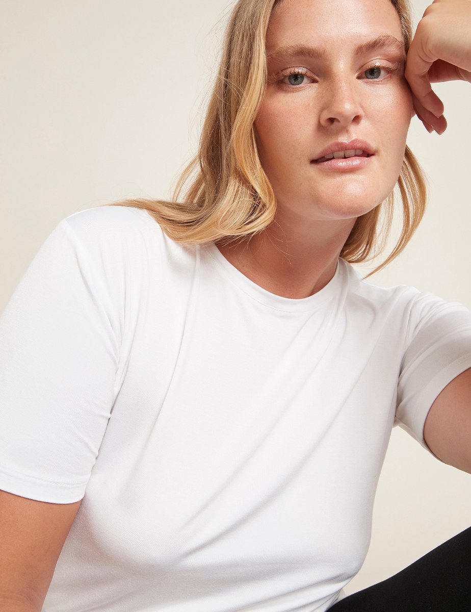 Boody - Bamboe Dames T-shirt ronde hals - Wit / S