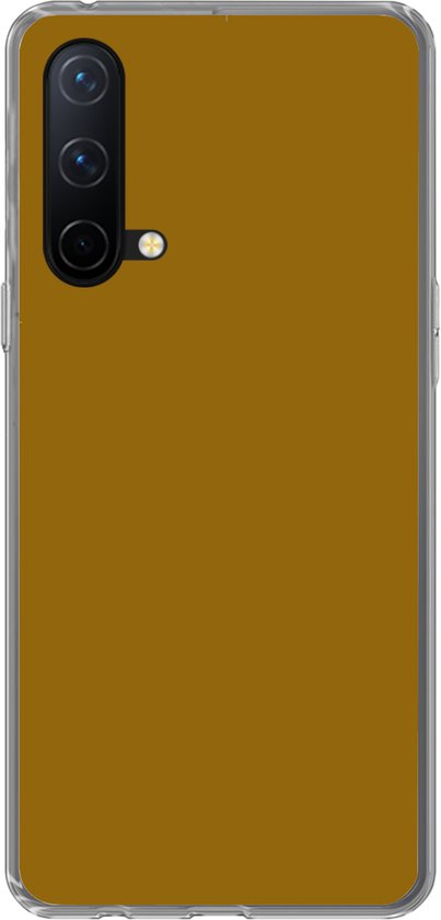 Coque de téléphone doré foncé avec cadre transparent et triple appareil photo arrière.