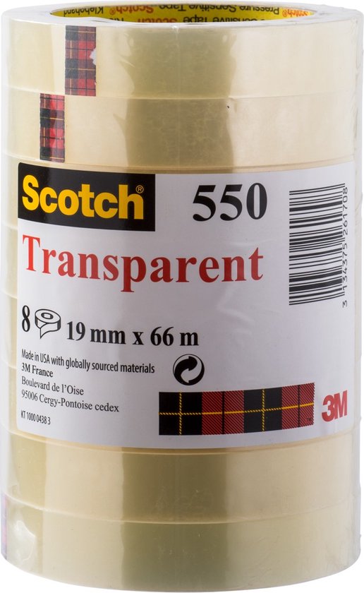 Scotch® Transparante Tape, Toren, 19 mm x 66 m, 8 Rollen/Pak