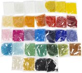 Rocailles, d 1,7+3+4 mm, afm 6/0+8/0+12/0 , gatgrootte 0,5-1,2 mm, kleuren kan variëren , 32x100 gr/ 1 doos