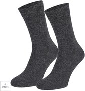 Boru Bamboo - 4-Pack - Sokken met Badstof Zool - Bamboe/Wol - Ademend - Heren / Dames - antraciet - 35-38 - 2341