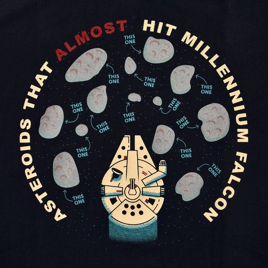 Star Wars - T-shirt Bleu Marine Hommes - Asteroids that almost hit millenium falcon - L