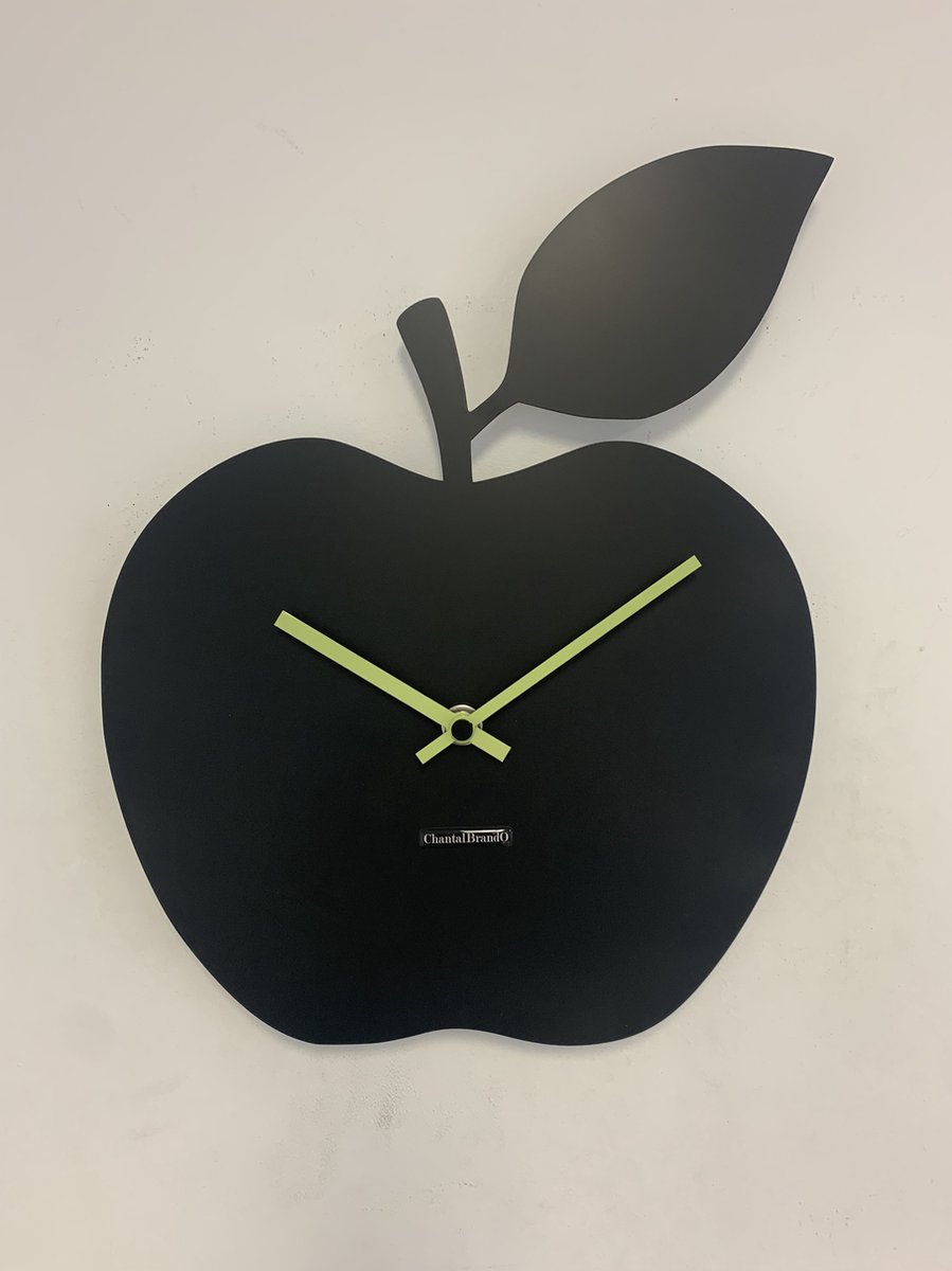 Wandklok ChantalBrandO BLACK APPEL -- MODERN DESIGN --