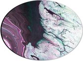 Dibond Ovaal - Grijs met Paarse Mix Kleuren - 28x21 cm Foto op Ovaal (Met Ophangsysteem)
