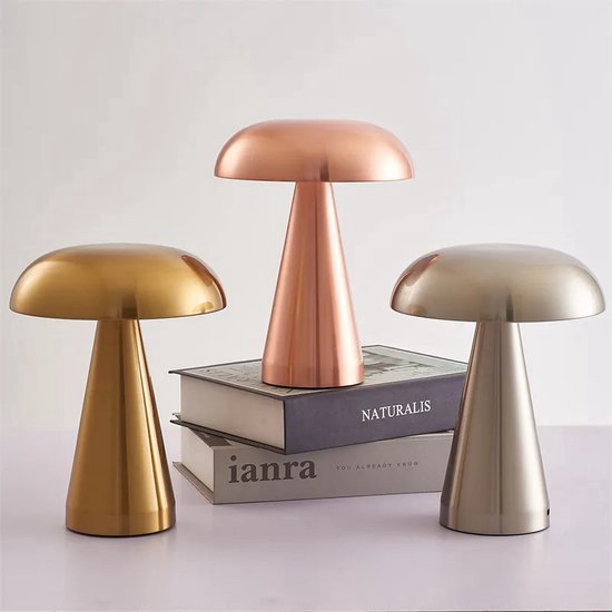 Luxus Tafellamp Touch - Sofia - Goud - H21 x Ø16 - Tafellamp - Terraslamp - Bureaulamp - LED - Oplaadbaar - Dimbaar - Draadloos - Industrieel en modern - Op batterijen -... - Afbeelding 4