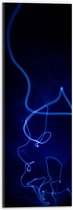 Dibond - Blauwe Lichtstrepen tegen Zwarte Achtergrond (Niet Lichtgevend) - 20x60 cm Foto op Aluminium (Wanddecoratie van metaal)