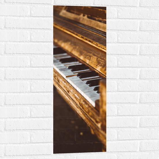 Muursticker - Oude Klassieke Houten Piano - 30x90 cm Foto op Muursticker