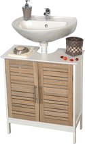 Miami - Meuble bas pour lavabo - Meuble vasque - Meuble salle de bain - Wit/ Chêne - H70 x L60 x P30
