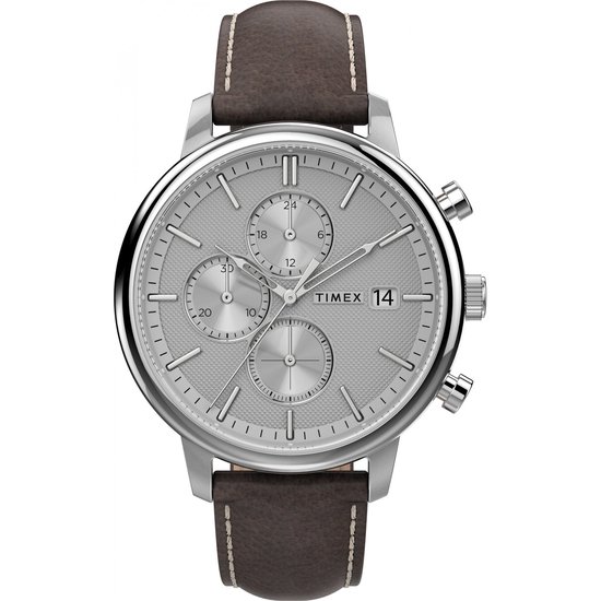 Timex Chicago TW2U38800 Horloge - Leer - Bruin - Ø 45 mm