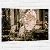 Muursticker - Ouderwets Muziekdoosje - 80x60 cm Foto op Muursticker