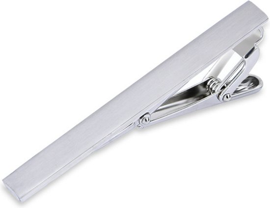 Zilverkleurige, gladde dasspeld met een metalen clipsluiting.