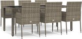 vidaXL - 7-delige - Tuinset - met - kussens - poly - rattan - grijs