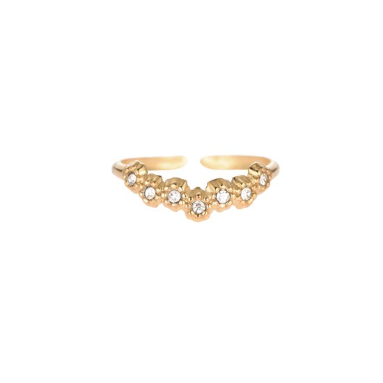 Bijoutheek Ring (Sieraad) Daisy Strass Stenen Crystal (One Size) Goud