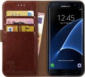 Rosso Element Book Case Wallet Hoesje Geschikt voor Samsung Galaxy S7 Edge | Portemonnee | 3 Pasjes | Magneetsluiting | Stand Functie | Bruin