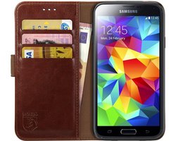 Rosso Element Hoesje Geschikt voor Samsung Galaxy S5 Book Cover Bruin