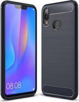 Huawei P Smart Plus Geborsteld TPU Hoesje Blauw