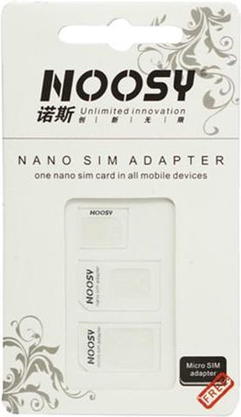Noosy Sim adapter Nano en Micro 3 set - Merkloos