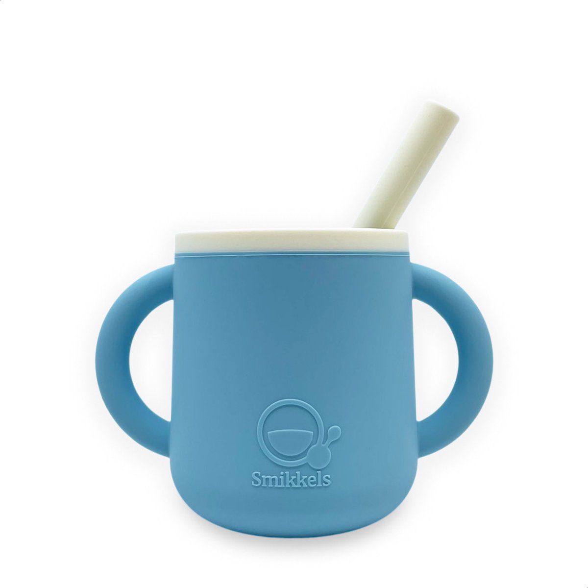 Goedkoopste Smikkels - Siliconen kinderbeker met oren - Velige Drinkbeker - Oefenbeker - Rietjesbeker - Duurzaam - Baby - Peuter - Kleuter - Blauw