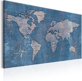 Schilderij - Wereldkaart , Blauwe Planeet