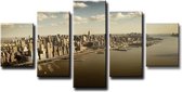 Schilderij - New York Gebouwen, Beige, 160X80cm, 5luik