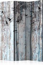 Vouwscherm - Rustieke planken  135x172cm, gemonteerd geleverd, dubbelzijdig geprint (kamerscherm)