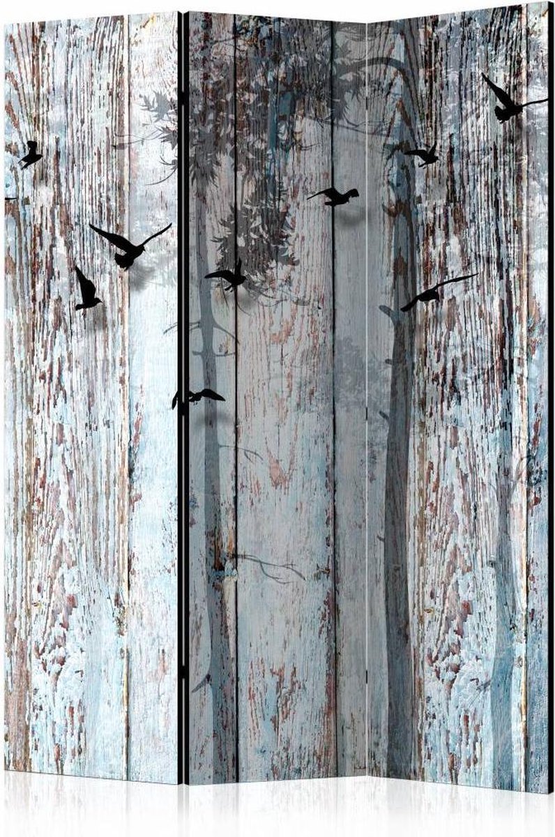 Vouwscherm / Kamerscherm - Rustieke planken 135x172cm, gemonteerd geleverd, dubbelzijdig geprint