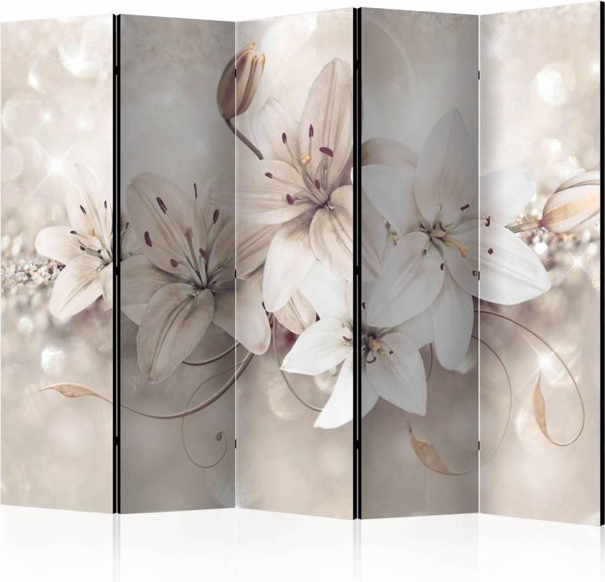 Vouwscherm / Kamerscherm - Diamanten lelies 225x172cm , gemonteerd geleverd, dubbelzijdig geprint