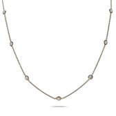 Twice As Nice Halsketting in 18kt verguld zilver, 10 zirkonia  42 cm+5 cm