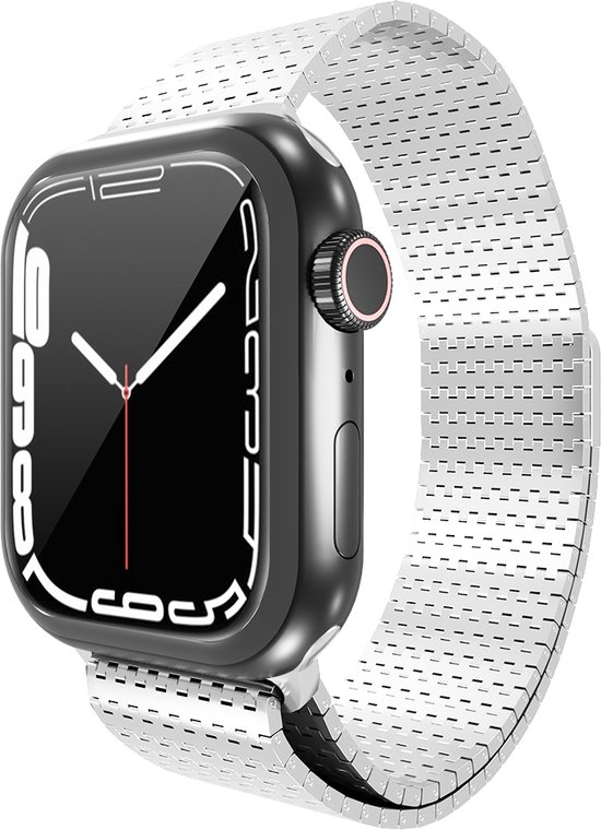 Strap-it Luxe Milanese band- Geschikt voor Apple Watch bandje - Series 1/2/3/4/5/6/7/8/9/SE/Ultra (2) - Zilver - RVS staal/metalen bandje met magneet - Milanees iWatch bandje voor maat: 42 mm 44 mm 45 mm 49 mm