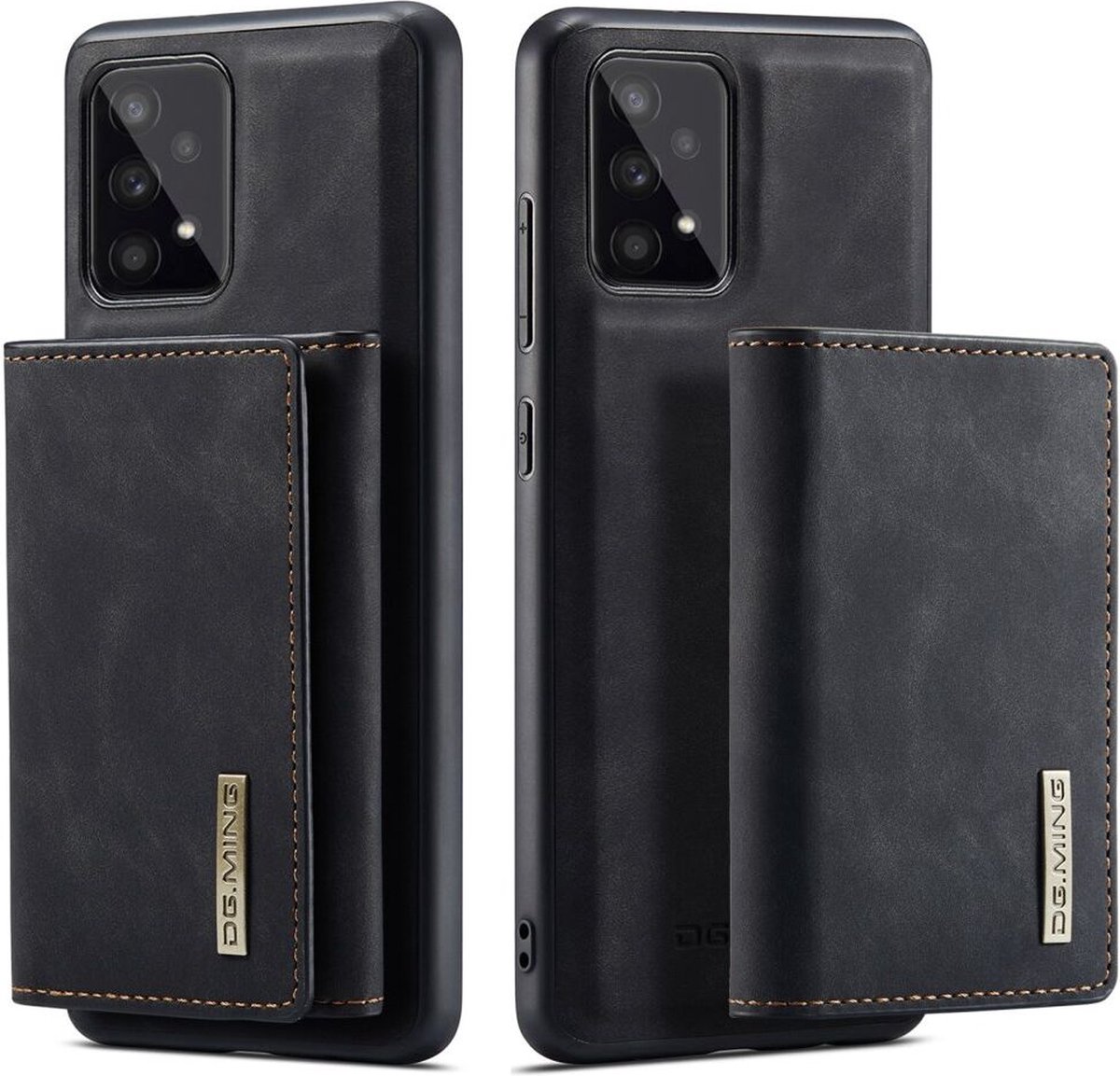 DG Ming Hoesje Geschikt voor Samsung Galaxy A53 - Back Cover met Magnetische Kaarthouder - Telefoonhoesje met Pasjeshouder op achterkant Zwart