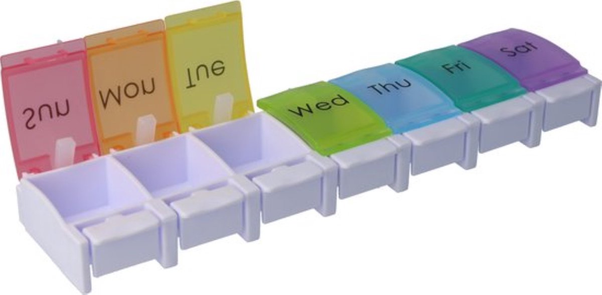 Goedkoopste Pillendoos 7 Dagen met Dag aanduiding - Solide en Luxe Vakken - Medicijnendoos
