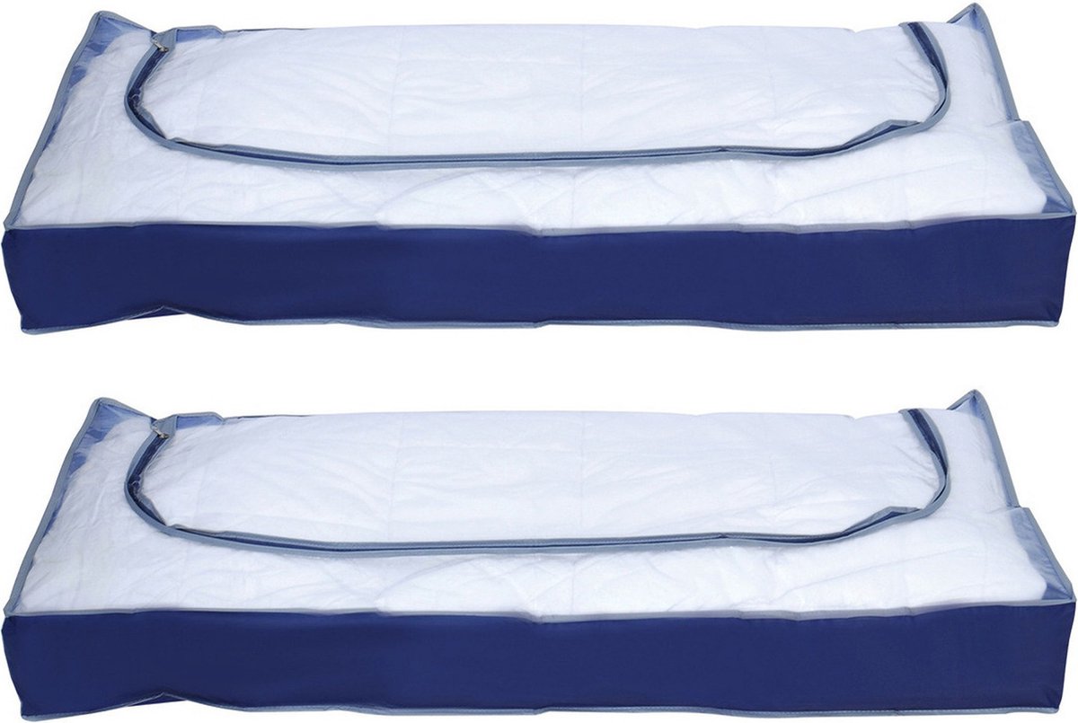 MSV opbergtas/beschermhoes beddengoed/kleding - 2x - voor onder bed - 109 x 46 x 15 cm