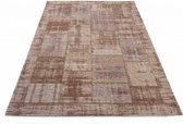 Enzo 12 - Vintage patchwork vloerkleed in Licht bruin