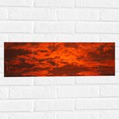 Muursticker - Rode Gloed in Lucht door Complete Zonsverduistering - 60x20 cm Foto op Muursticker