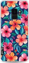Casetastic Samsung Galaxy S9 Hoesje - Softcover Hoesje met Design - Colorful Hibiscus Print