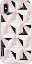 Casetastic Apple iPhone XS Max Hoesje - Softcover Hoesje met Design - Marble Triangle Blocks Pink Print