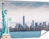 Gards Tuinposter Vrijheidsbeeld in New York - 120x80 cm - Tuindoek - Tuindecoratie - Wanddecoratie buiten - Tuinschilderij