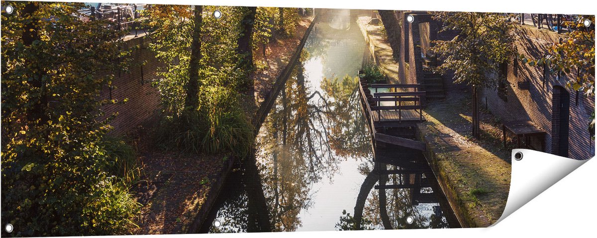 Gards Tuinposter Nieuwe Gracht in Utrecht - 150x50 cm - Tuindoek - Tuindecoratie - Wanddecoratie buiten - Tuinschilderij Multikleur