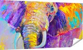 Gards Tuinposter Olifant van Olieverf - Kleur - Abstract - 180x90 cm - Tuindoek - Tuindecoratie - Wanddecoratie buiten - Tuinschilderij