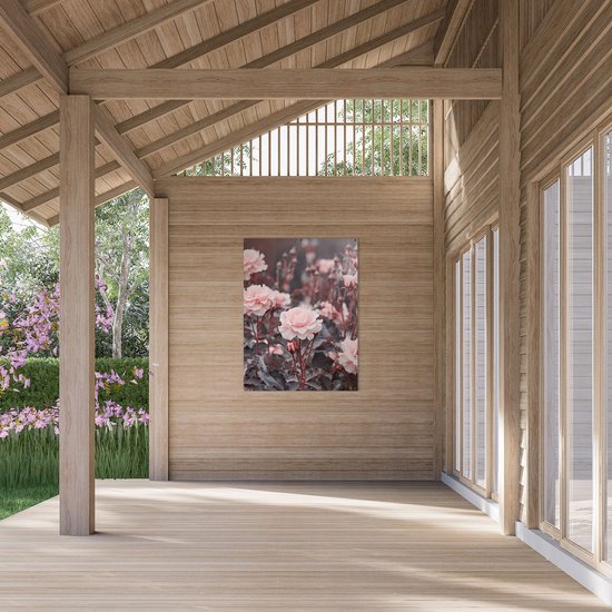 Gards Affiche Jardin Fleurs Roses Roses - 90x120 cm - Toile jardin - Décoration de jardin - Décoration murale extérieur - Tableau jardin