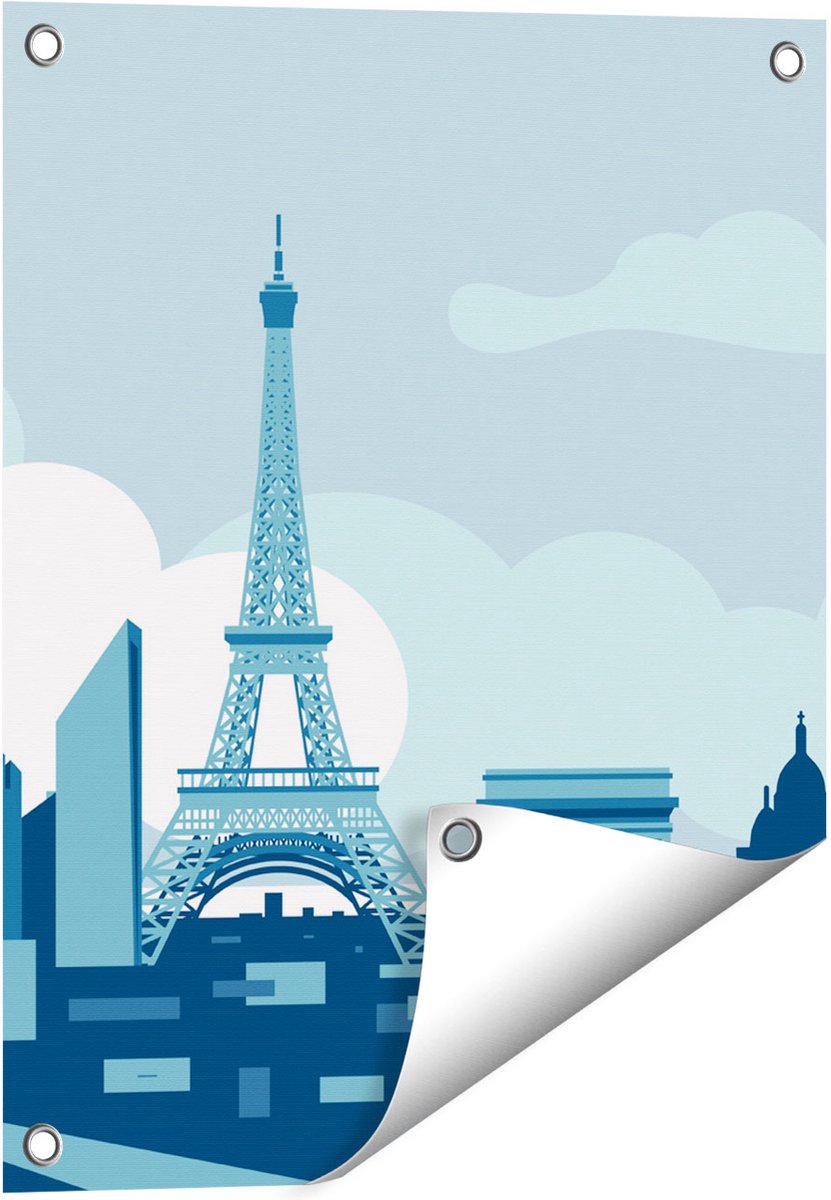 Gards Tuinposter Skyline van Parijs - Abstract - 40x50 cm - Tuindoek - Tuindecoratie - Wanddecoratie buiten - Tuinschilderij Multikleur