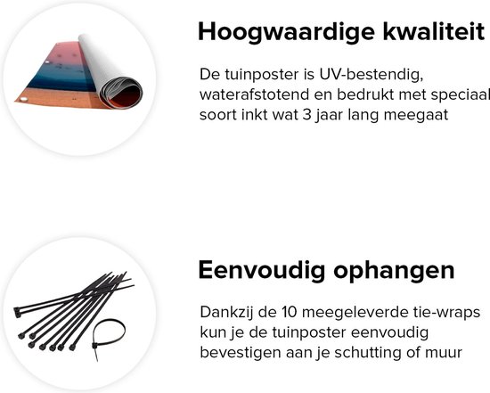 Gards Tuinposter Silhouet van Zwerm Vogels bij Zonsondergang - 150x120 cm - Tuindoek - Tuindecoratie - Wanddecoratie buiten - Tuinschilderij