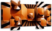 GroepArt - Schilderij - Art - Oranje, Zwart, Wit - 120x65 5Luik - Foto Op Canvas - GroepArt 6000+ Schilderijen 0p Canvas Art Collectie - Wanddecoratie