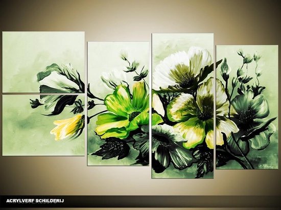 Wonderbaarlijk bol.com | Acryl Schilderij Bloemen | Groen | 130x70cm 5Luik ZV-49