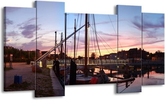 Peinture sur toile Bateau | Violet, blanc, bleu | 120x65 5 Liège